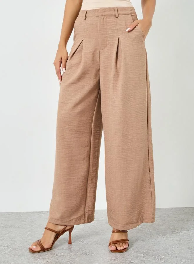 Styli  Beige Buttoned Shirt Kimono and Pant Co-ords for Women | Best Price UAE